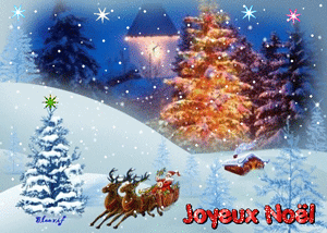 Gif animé joyeux Noël rennes